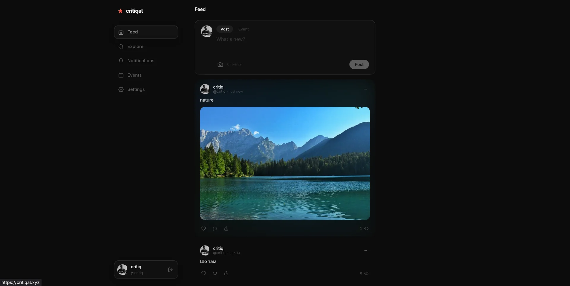 Critiqal — social network built around real activity