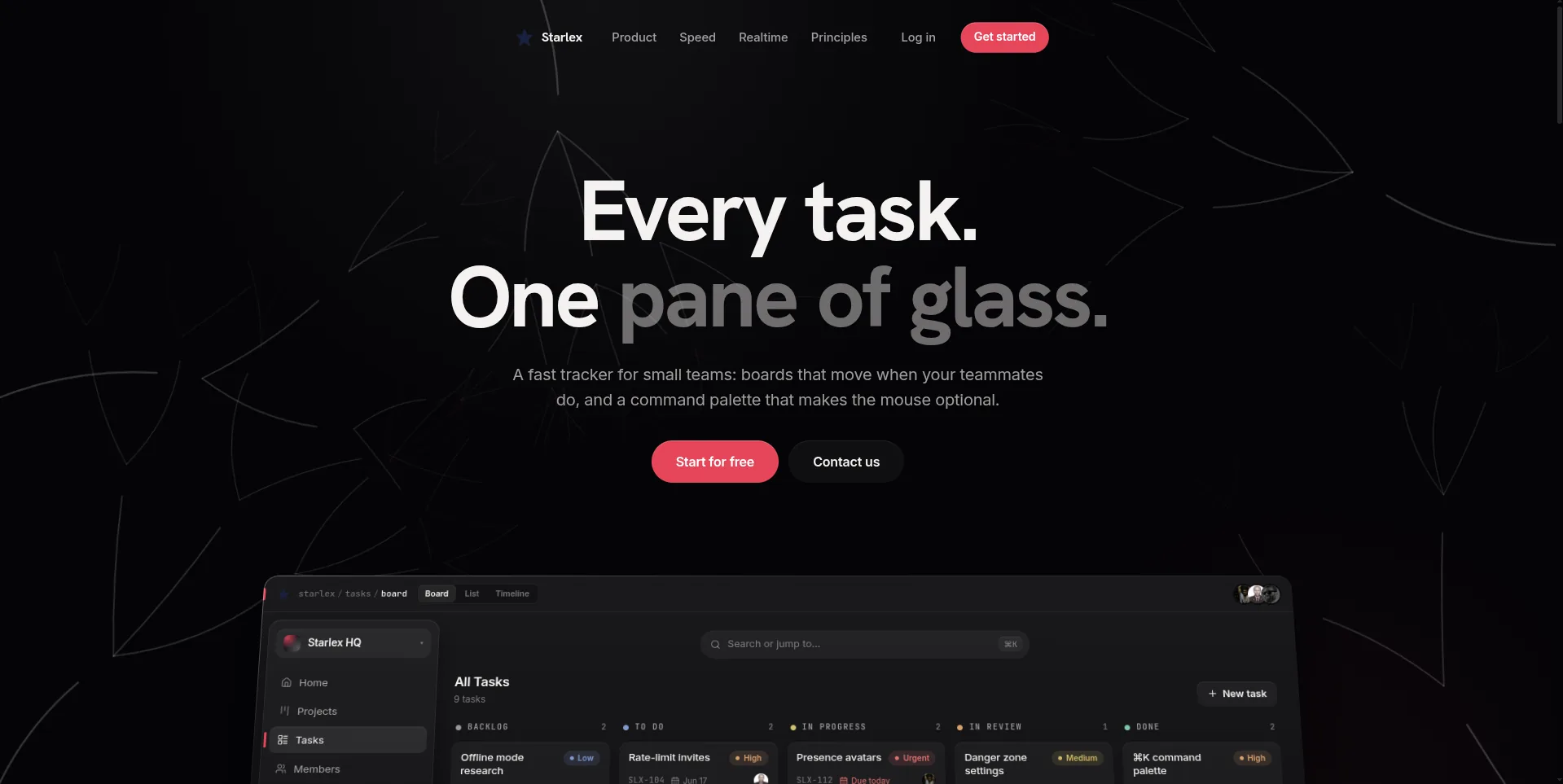 Starlex — fast, keyboard-first task tracker for small teams